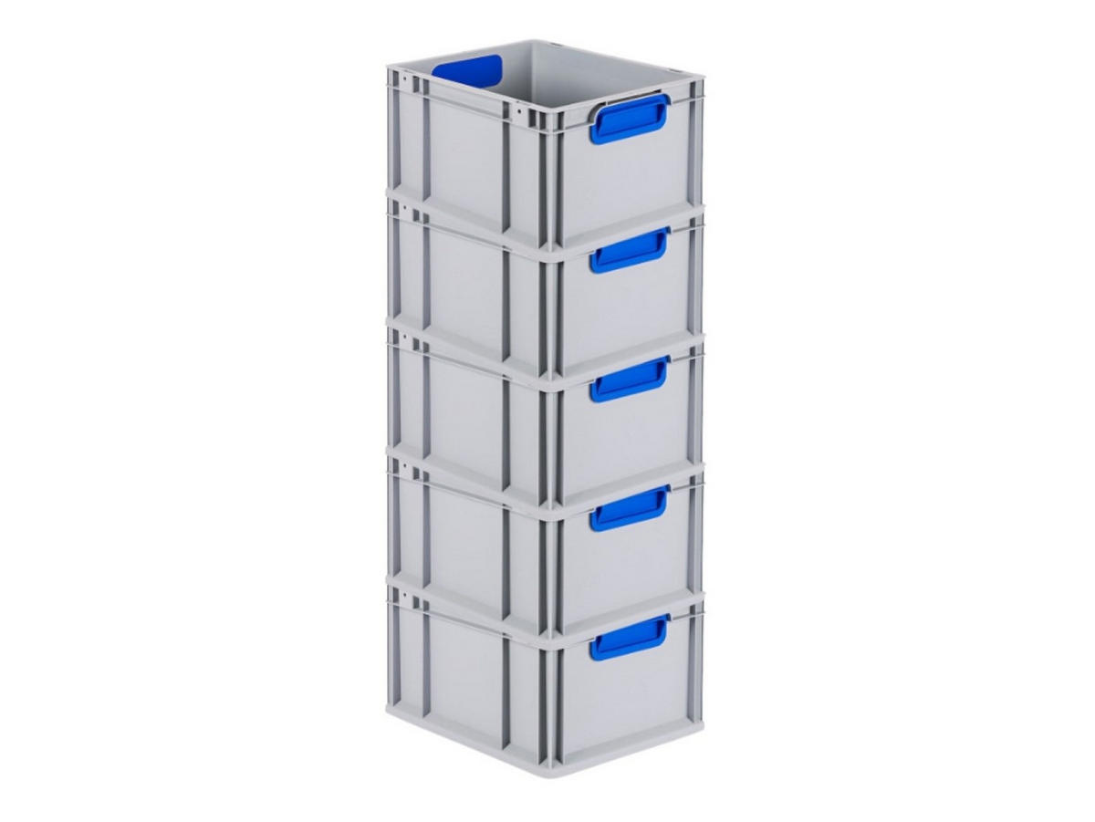 EUROBOX 5x Nextgen Color 22x30x40cm 20 Liter Griffe Blau Geschlossen - Blau, Kunststoff (30/22/40cm) - PROREGAL