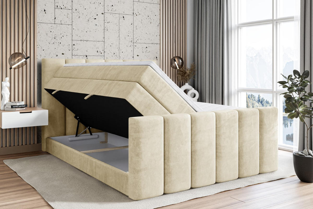 BOXSPRINGBETT BOXI1-Z KING - 160x200 - H3/H4 - Beige - Beige, Holzwerkstoff (160/200cm) - ALTDECOR