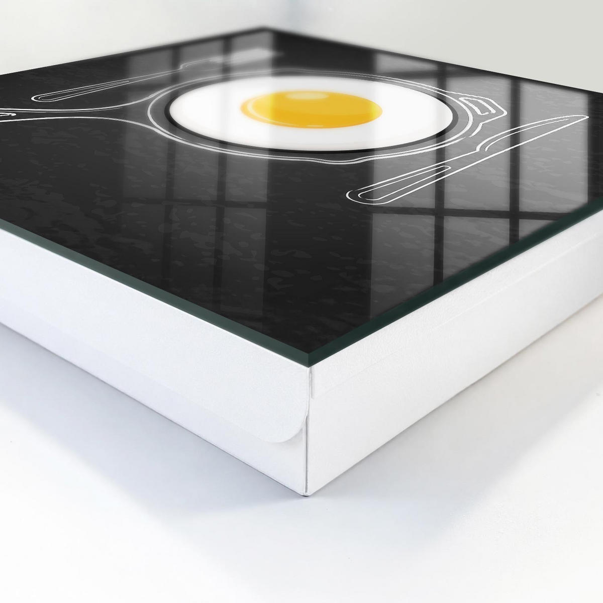 SCHLÜSSELBOX Weiß 30x30 cm – Türöffnung nach rechts - Spiegelei - Schwarz, Metall (30/30/5cm) - TULUP
