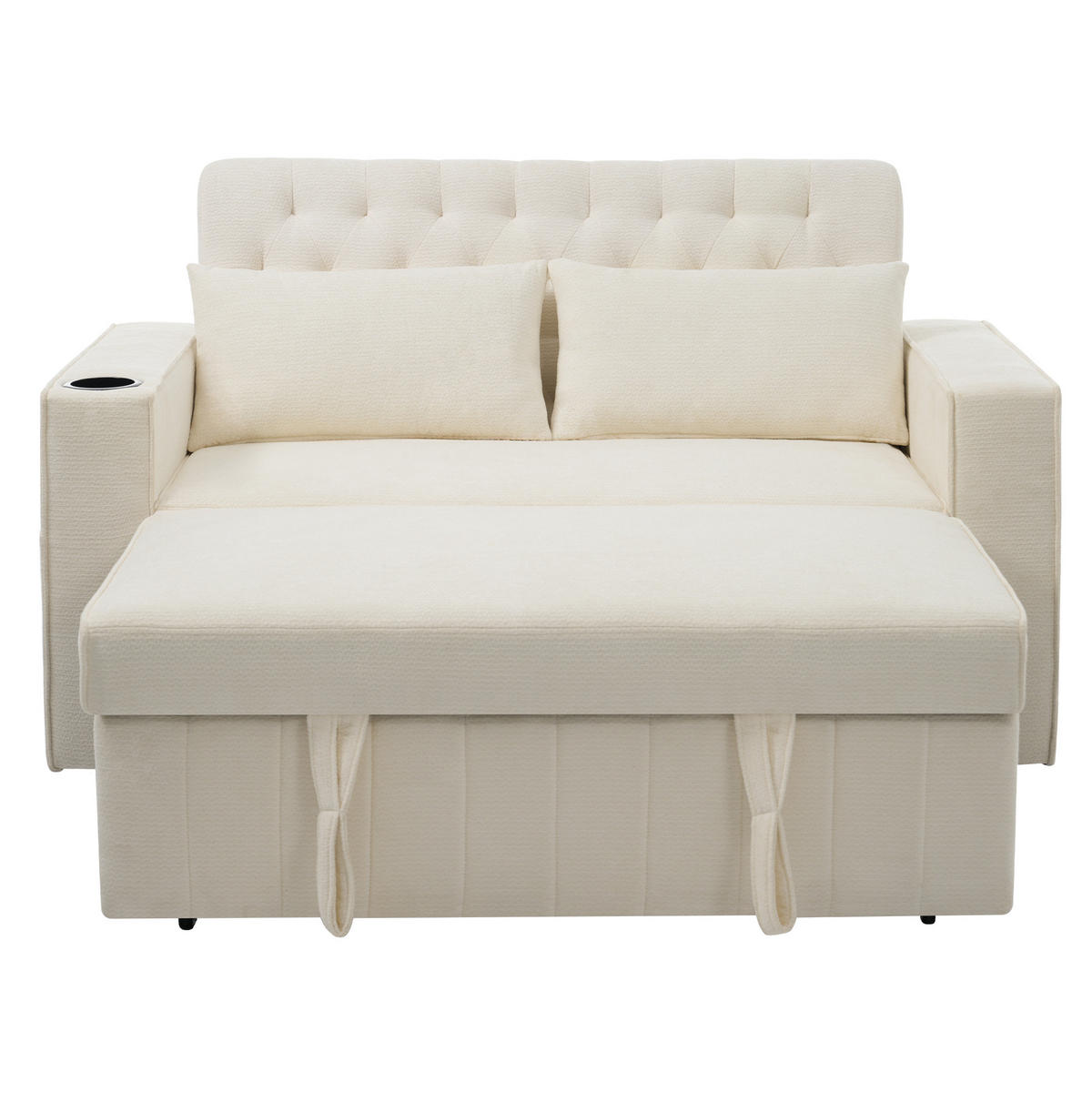 ROZKLÁDACÍ pohovka 140/137/84 cm béžová z chenille s USB a nastavitelnou opěrkou - béžová, textil (140/84/137cm) - OKWISH