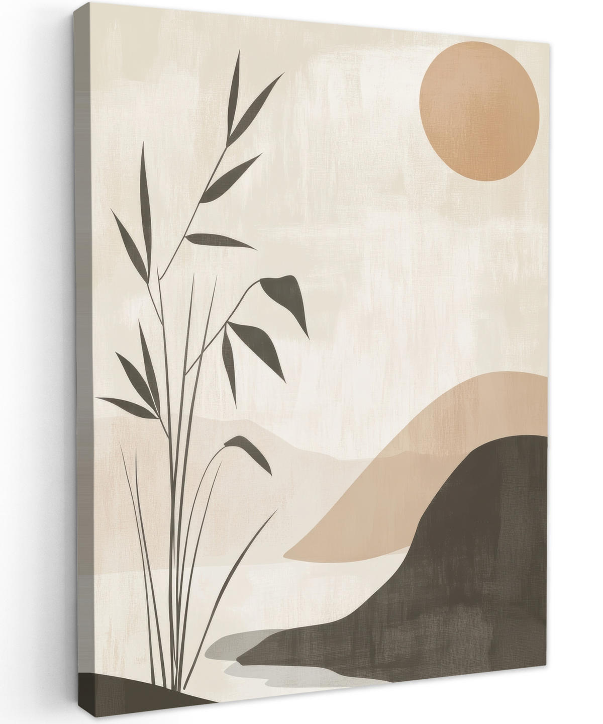 LEINWANDBILD Japandi - Landschaft - Beige 30x40 cm - Cognac, Textil (30/40cm) - MuchoWow