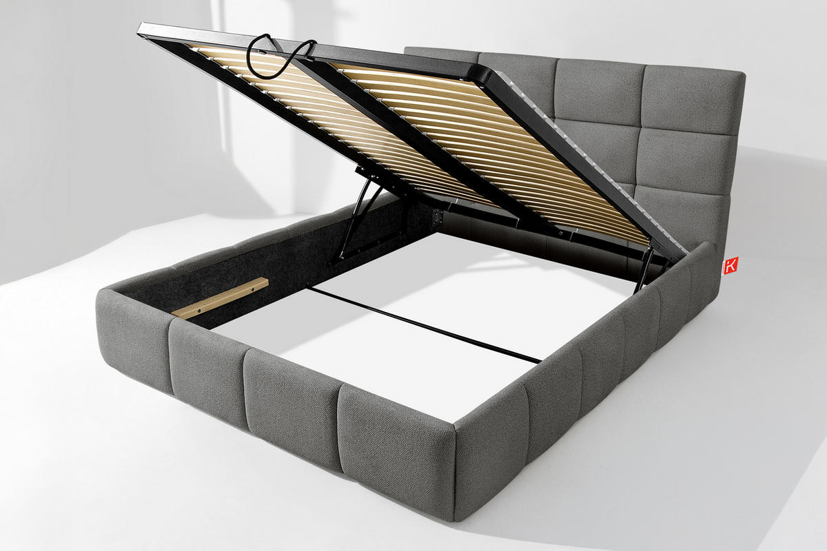 POLSTERBETT ALTOS Bouclé, dunkelgrau - Dunkelgrau, Holz/Holzwerkstoff (140/200cm) - KONSIMO®