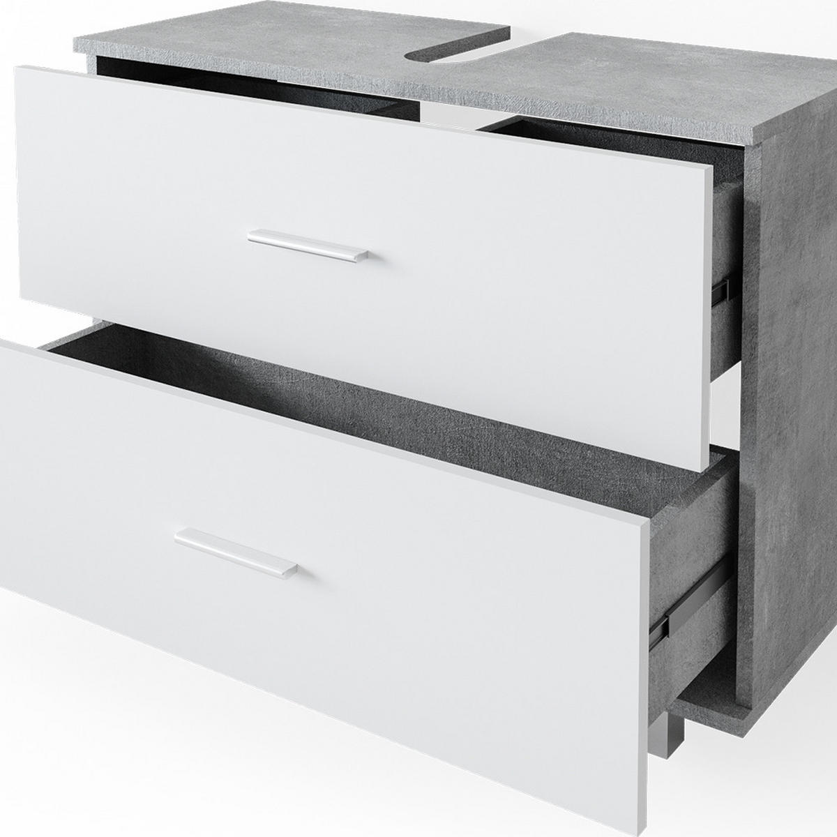 WASCHBECKENUNTERSCHRANK Ilias Beton/Weiß 80 x 60.8 cm - Weiß/Grau, Holzwerkstoff (80/60.8/33cm) - Vicco
