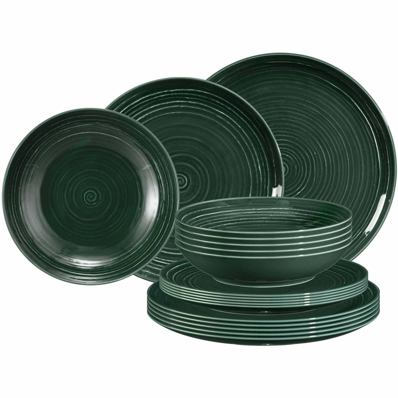 TELLER-SET Terra Moosgrün 18er Set - Dunkelgrün, Keramik (1/1/1cm) - Seltmann Weiden