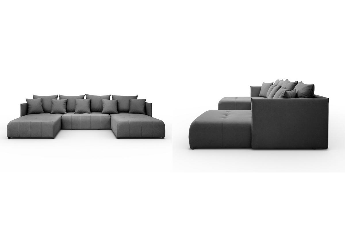 WOHNLANDSCHAFT Hanna in U-Form 348 x 188cm Schlaffunktion Bettkasten, 5 Sitzer, Schlafsofa, dunkelgrau - Dunkelgrau, Kunststoff (348/93/188cm) - Margaret Hadas24