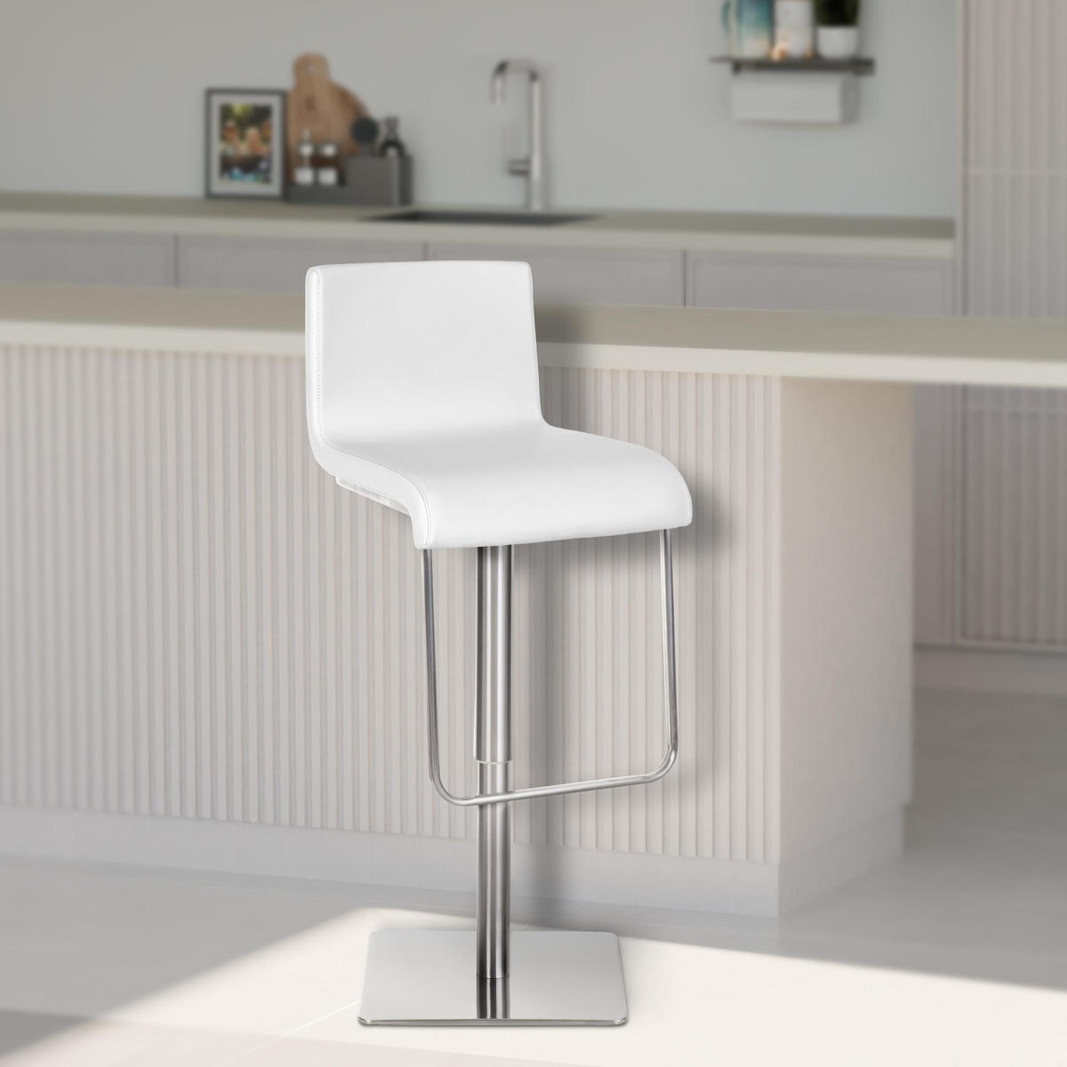 BARHOCKER Limon 80x39x46 cm weiß - Weiß, Leder (39/80/46cm) - furnicato