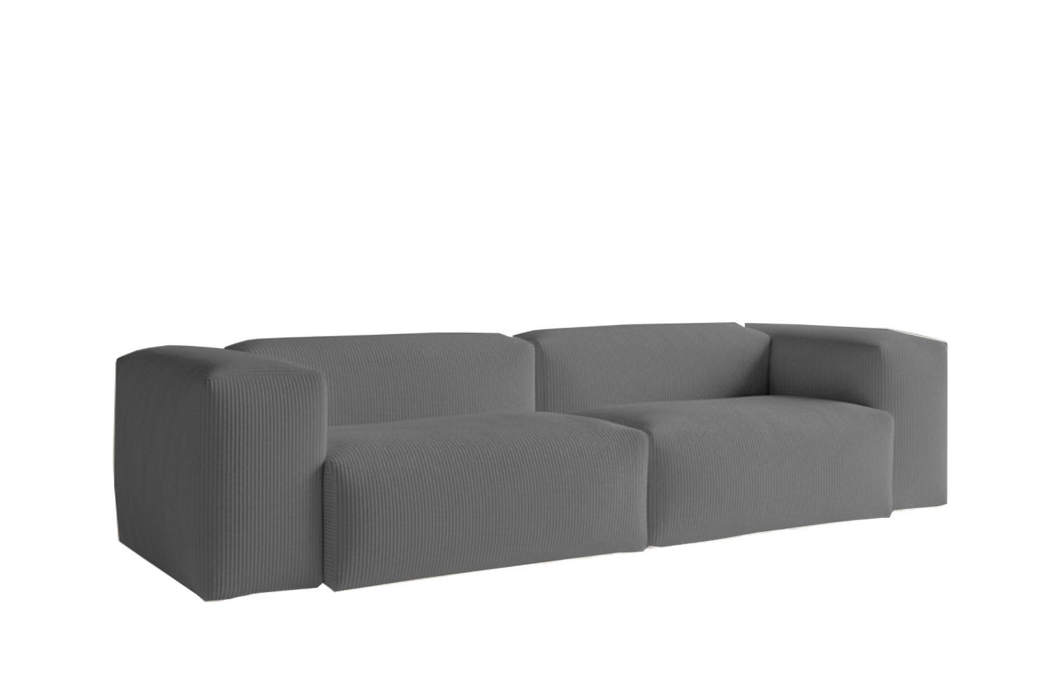 SOFA CELESTE Grau Cord - Schwarz/Grau, Kunststoff/Textil (302/72/114cm) - KAWOLA