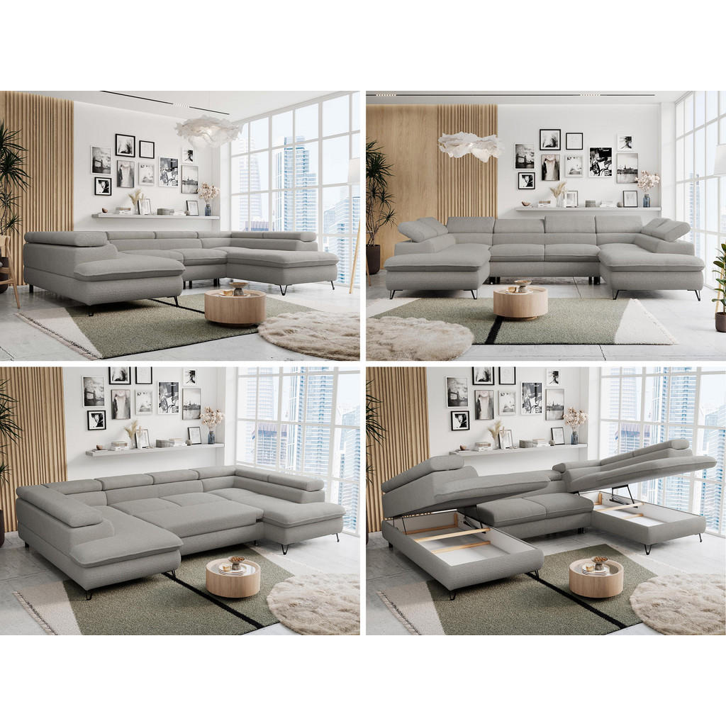 Thumbnail - MKS Wohnlandschaft, Hellgrau, Textil, 6-Sitzer, U-Form, 346x76x208 cm, Wohnzimmer, Sofas & Couches, Wohnlandschaften, Wo...