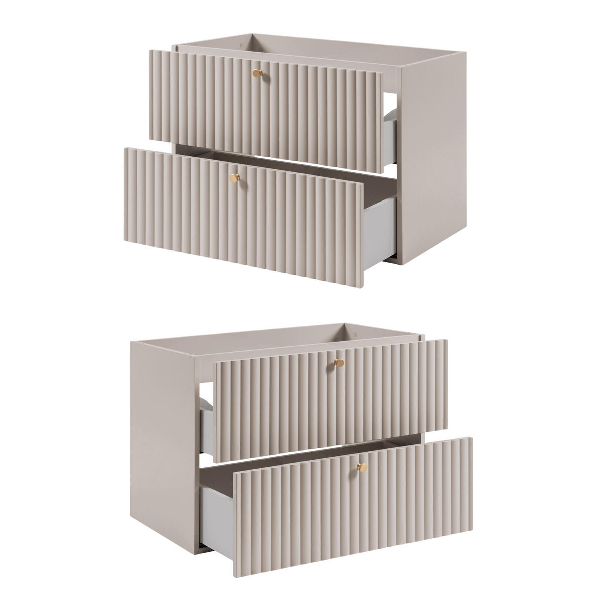 WASCHBECKENUNTERSCHRANK BELLO geriffelt Kaschmir matt 80/57/46 cm - Kaschmir, Holzwerkstoff/Metall (80.2/57/46cm) - Rodan