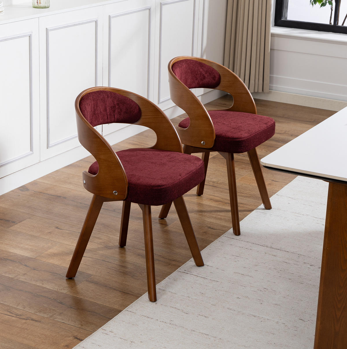 ESSZIMMERSTUHL 2er-Set drehbar ca. 44 x 41 x 75 cm Linen Wine Red - Rot, Holz (44/72/41cm) - Meubliv
