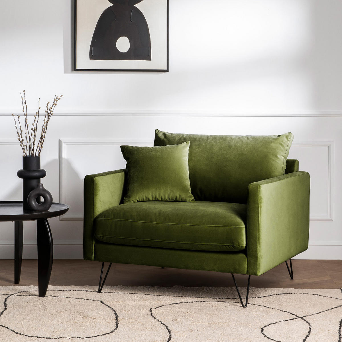 DESIGN-SESSEL - Olivengrün - Olivgrün, Textil (108/86/95cm) - Drawer