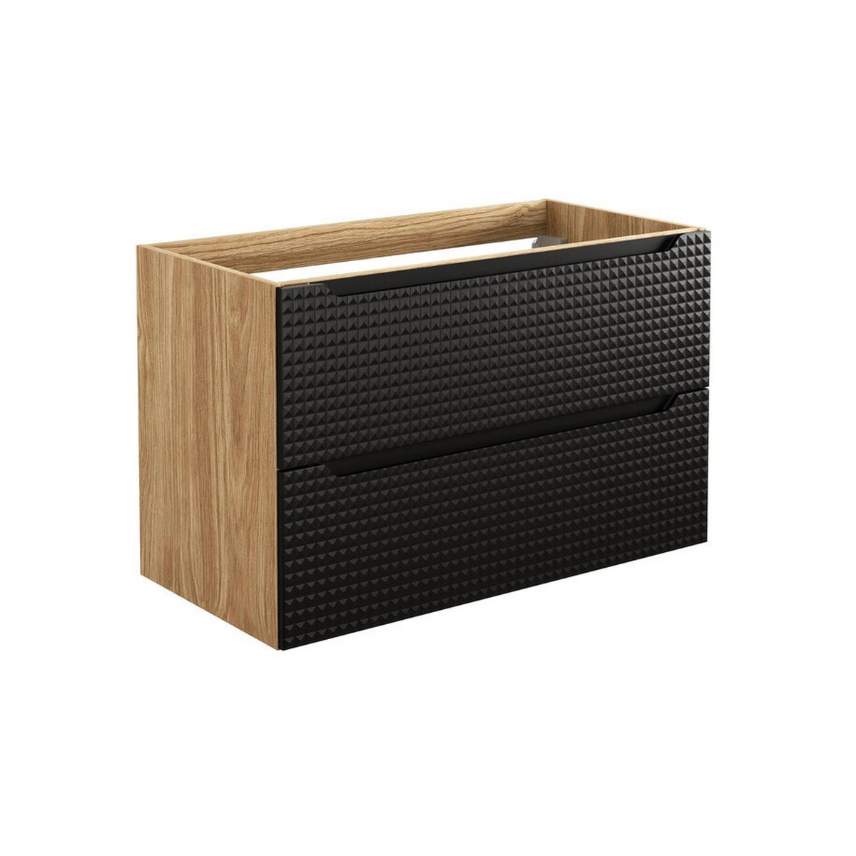 BADMÖBEL-SET 7 Teile - Luxor Black L BM106 in Schwarz / Geölte Eiche - Eichefarben/Schwarz, Holz (90/170/46cm)