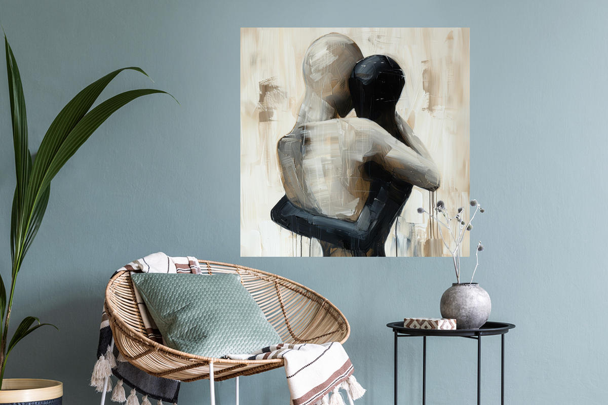 WANDTATTOO Abstrakt - Liebe - Schwarz und weiß - Modern 50x50 cm - Schwarz, Kunststoff (50/50/0.1cm) - MuchoWow