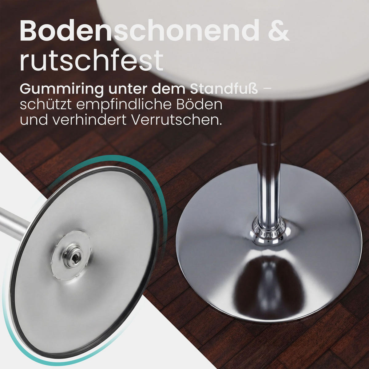 STEHTISCH rund 60 cm Holz Weiß - Chromfarben/Weiß, Holz/Metall (60/60/85cm) - CLP