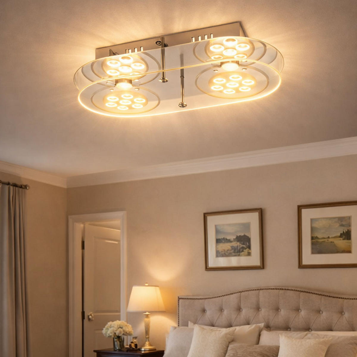 LED DECKENLEUCHTE Gianna Metall Silber - Silberfarben, Glas (30/15/8cm) - Esto