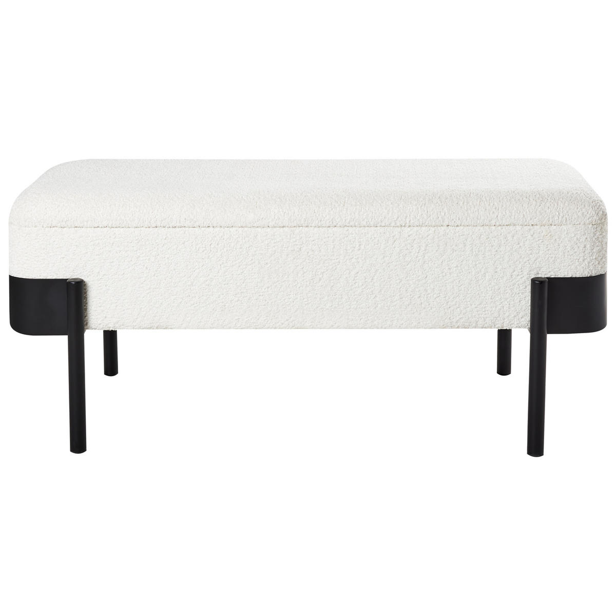 FÖRVARINGSBÄNK gräddvit Warren - Vit/Svart, Textil (40/45/100cm) - Beliani