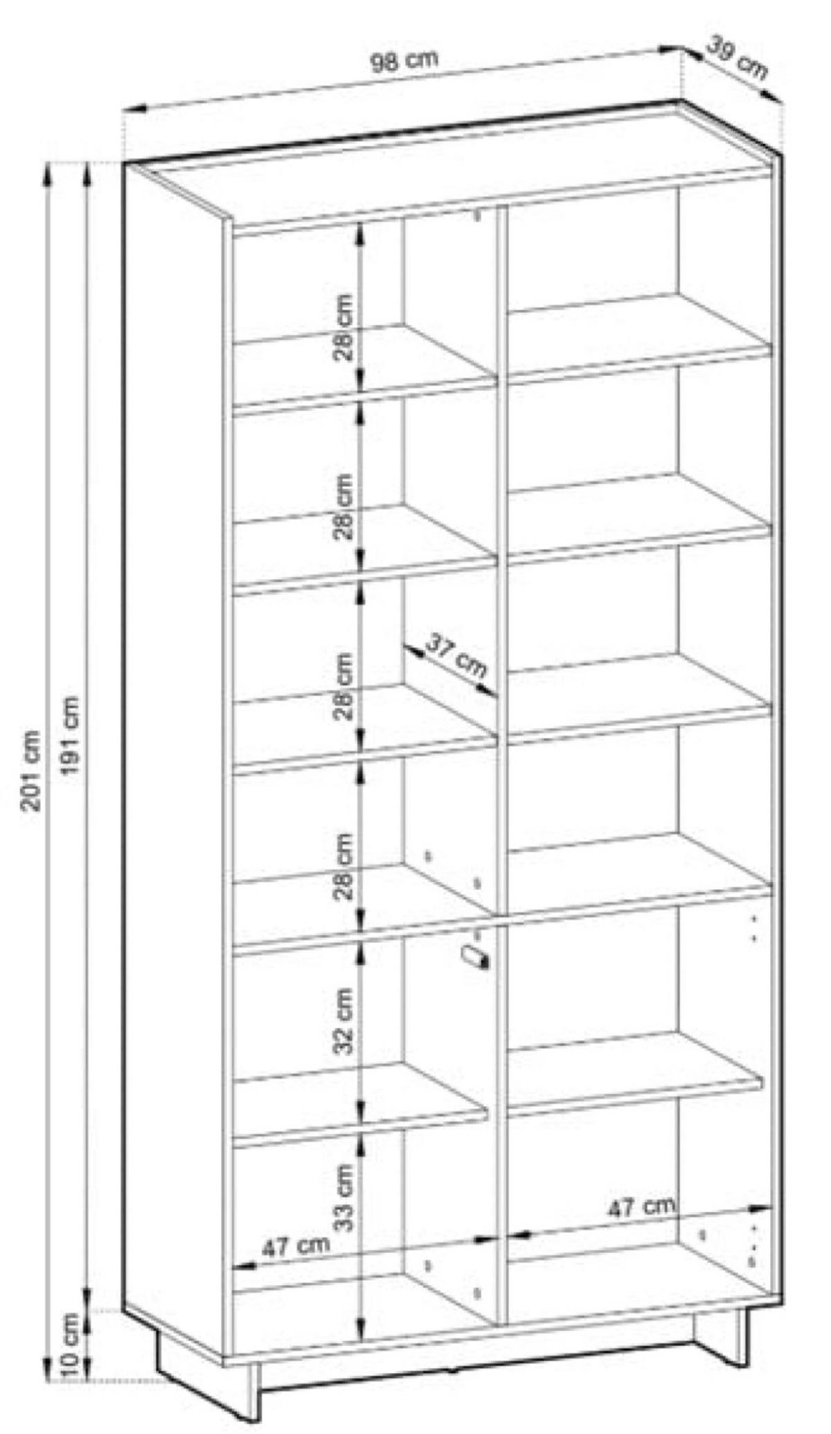 REGAL Eiche R98 98x39 cm Aus Holzwerkstoff Fuer Wohnzimmer - Eichefarben, Holzwerkstoff (98/201/39cm) - Sepro Meble