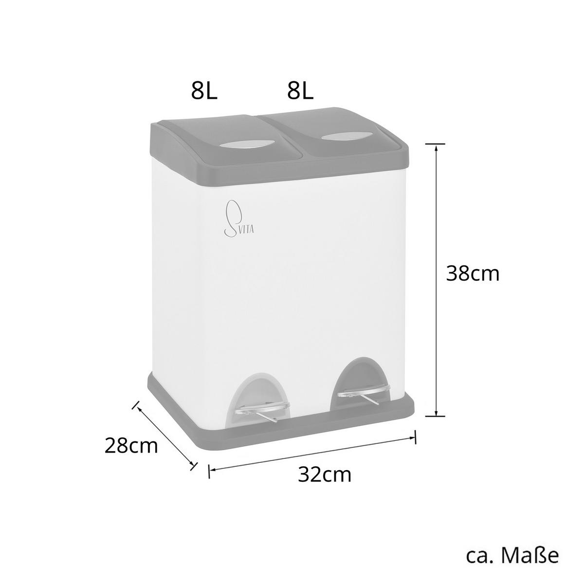 MÜLLEIMER TC2X8 - Weiß, Metall (32/38/28cm) - SVITA