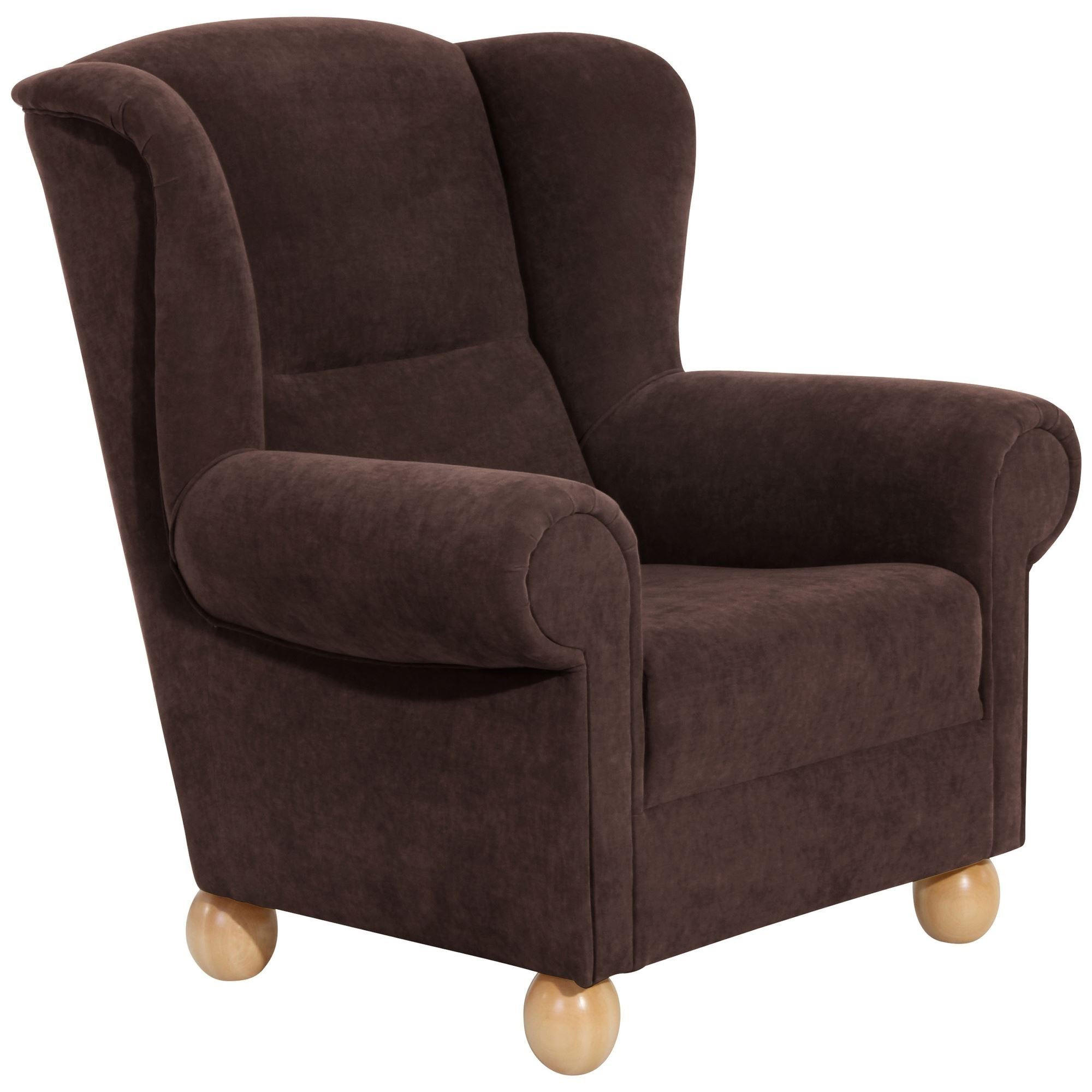 58aufmkessel Ohrenbackensessel Braun, Buche 93x103x87 cm