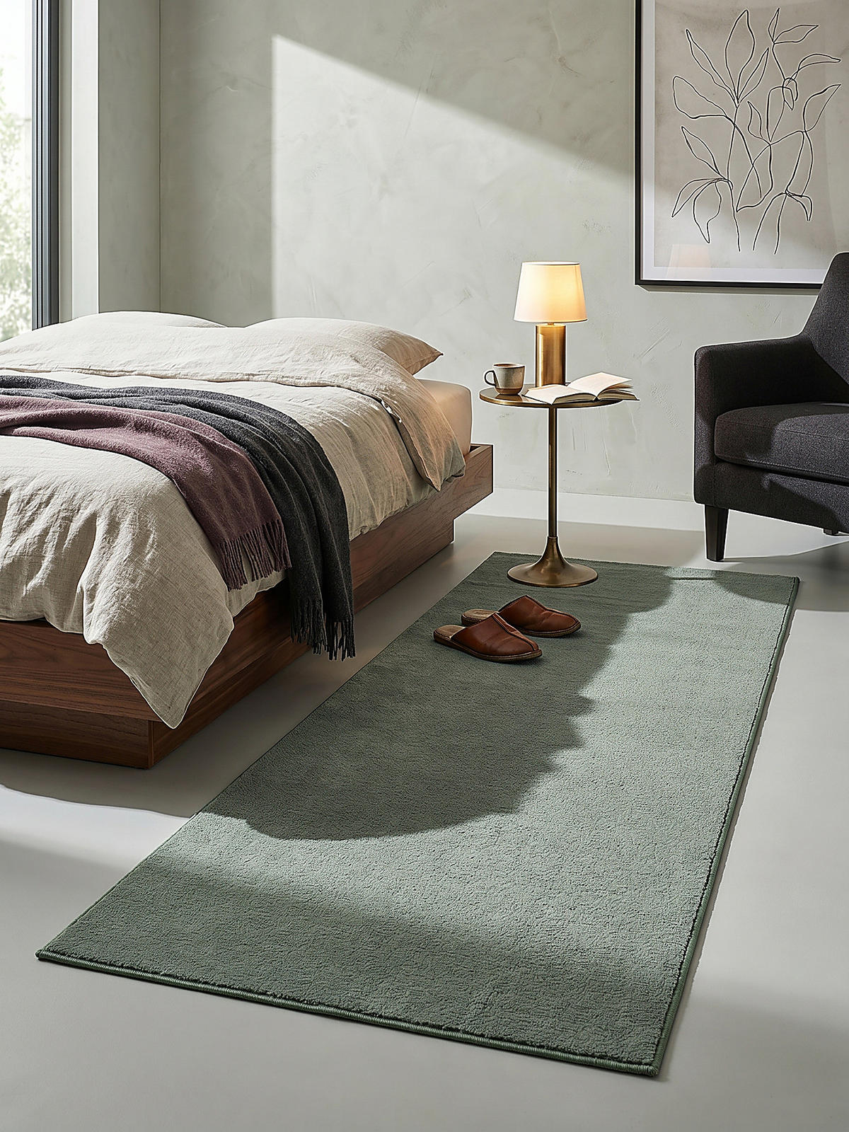 TEPPICHLÄUFER Antirutsch Uni RUTOR Polyester Grün 80 x 150 cm - Grün, Textil (80/150cm) - KADIMA DESIGN