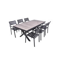 GARTEN-SITZGRUPPE Jana 7-teilig Gartenmöbel-Set - Grau, Metall - DELUKE