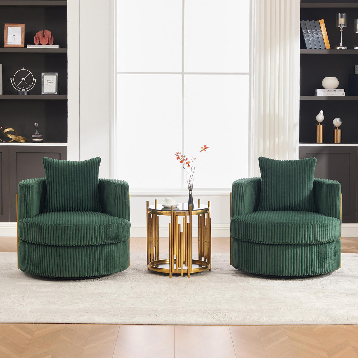 SESSEL 2er-Set 360° drehbar mit Stauraum, DE-42295, Dunkelgrün - Grün, Textil (76/78/79cm) - ComfortXL