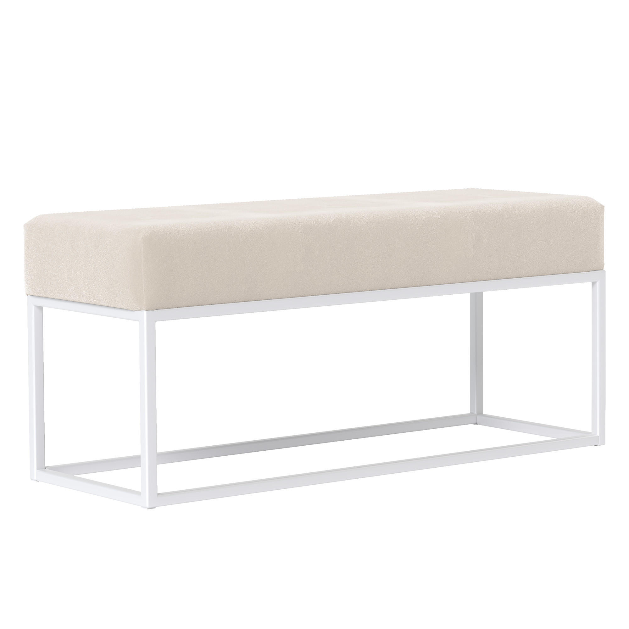 POLSTERBANK STELLA 90 cm Metallgestell, Weiß / Beige - Beige/Weiß, Textil/Metall (90/44/30cm) - Idohome