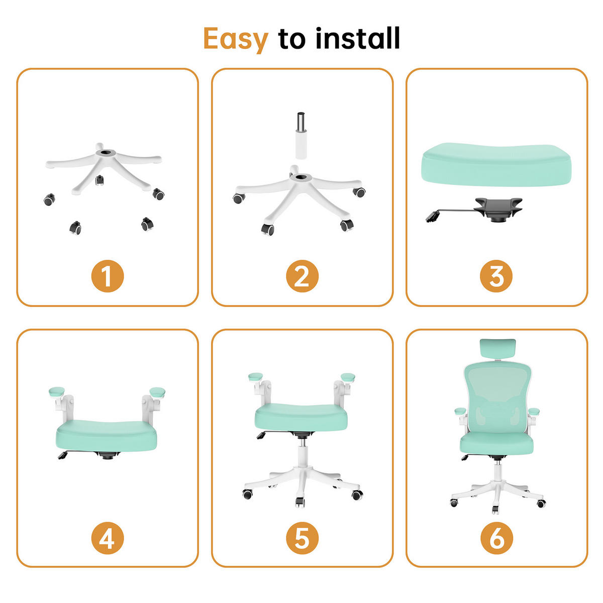 DREHSTUHL Weiß-Grün,Ergonomischer Bürostuhl Netz ,Rollen - Grün, Metall (58.5/28.5/61cm) - Rattrix