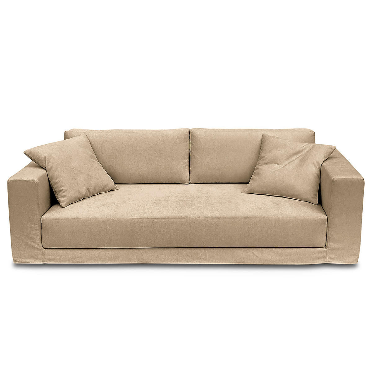 3-SITZER SOFA mit Wechselbezug - Webstoff - Beige, Textil (245/63/122cm) - home24