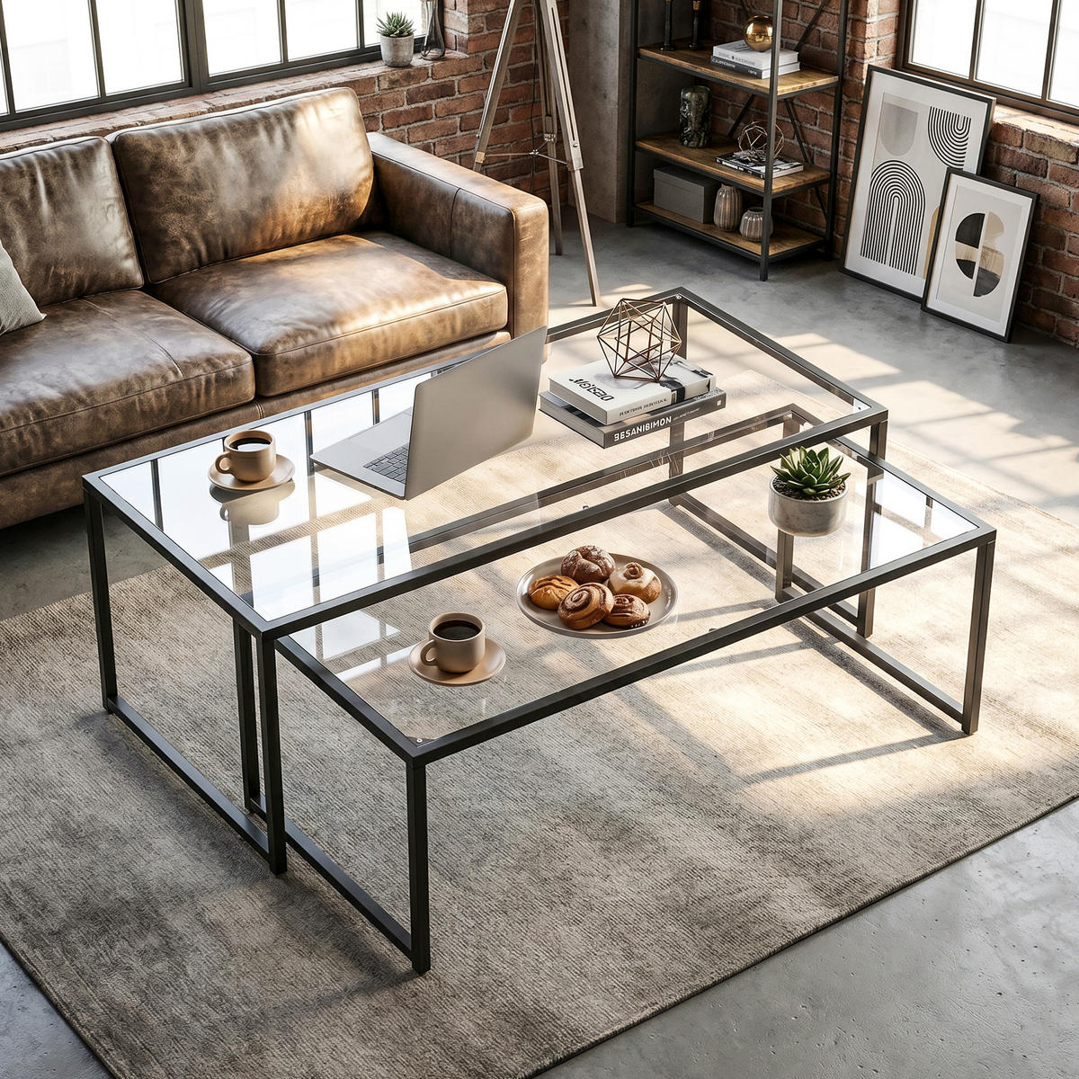 BEISTELLTISCH Transparent 2 Stück - Transparent, Naturmaterialien (119/56/44.5cm) - GiPP