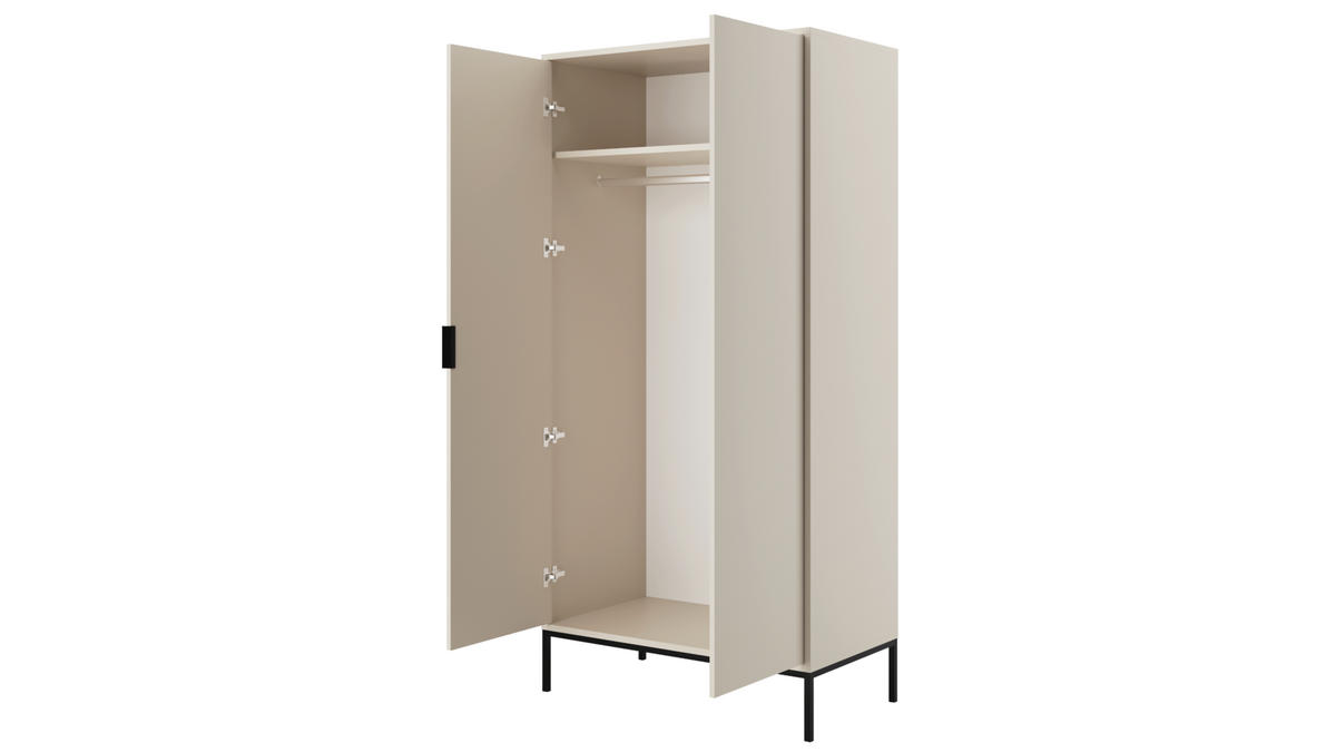 DREHTÜRENSCHRANK Austin - Beige/Schwarz, Holzwerkstoff (55/205/100cm) - RAUMHIRSCH FURNITURE