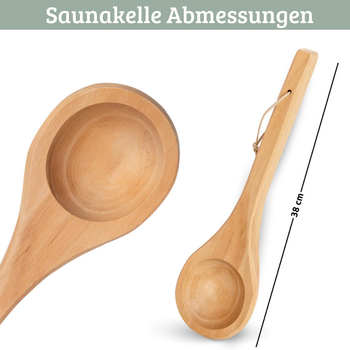 SAUNAZUBEHÖR Saunaeimer mit Kelle 4-tlg. Saunakübel Sanduhr & Thermometer - Braun, Holz (25/38/25cm) - DELUKE