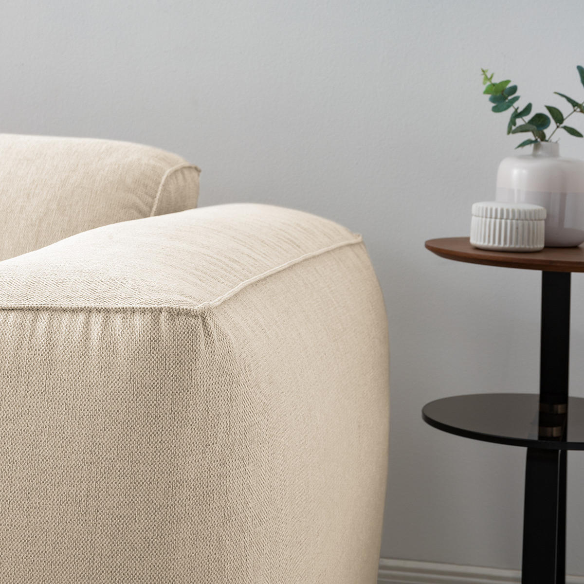 3-SITZER SOFA - Beige/Schwarz, Kunststoff/Textil (251/71/102cm) - home24