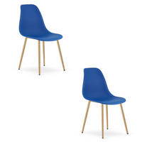 ESSZIMMERSTUHL 2-er Set KALEO blauer Sitz, natürliche Beine - Blau/Naturfarben, Kunststoff (46/84/51cm) - Valora
