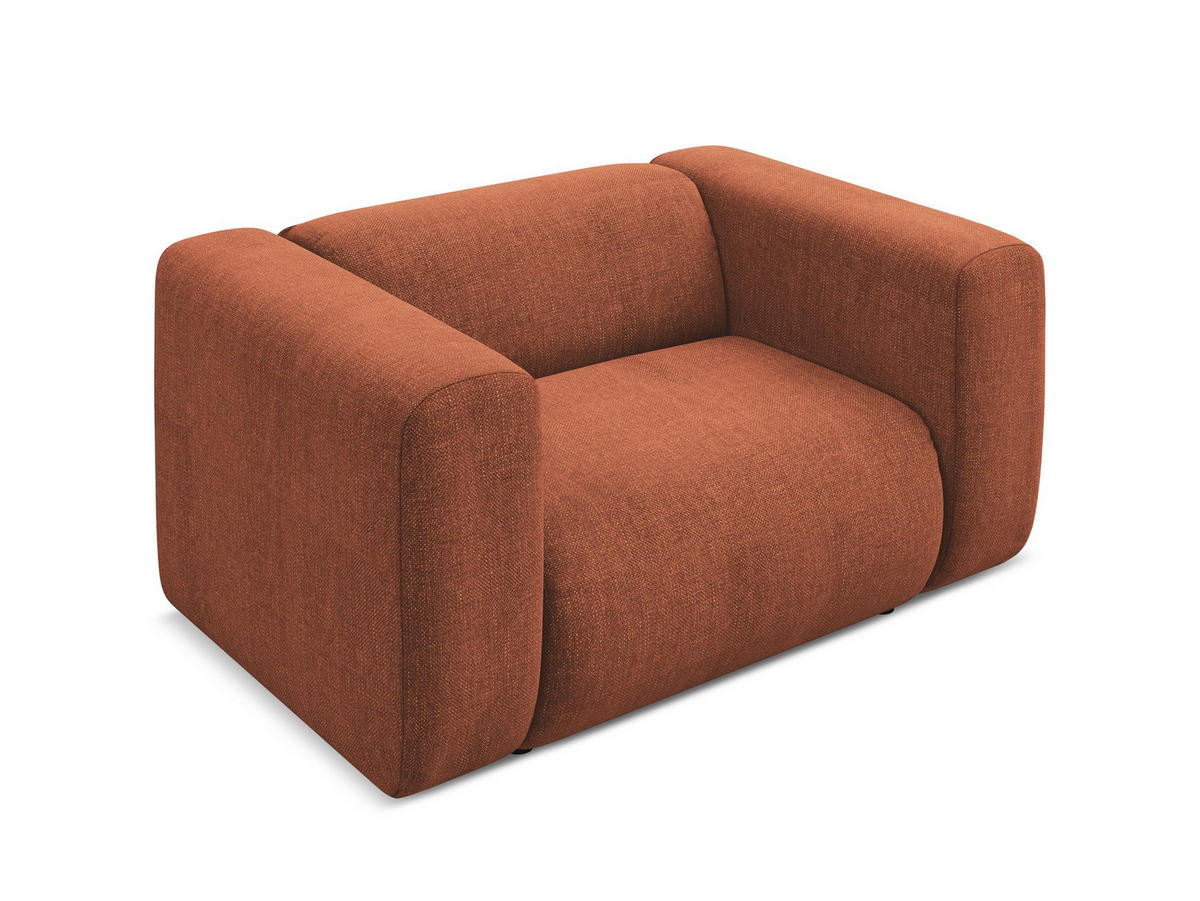 SESSEL Chenille Stoff Orange - Terra cotta/Schwarz, Kunststoff/Textil (137/70/89cm) - Makamii