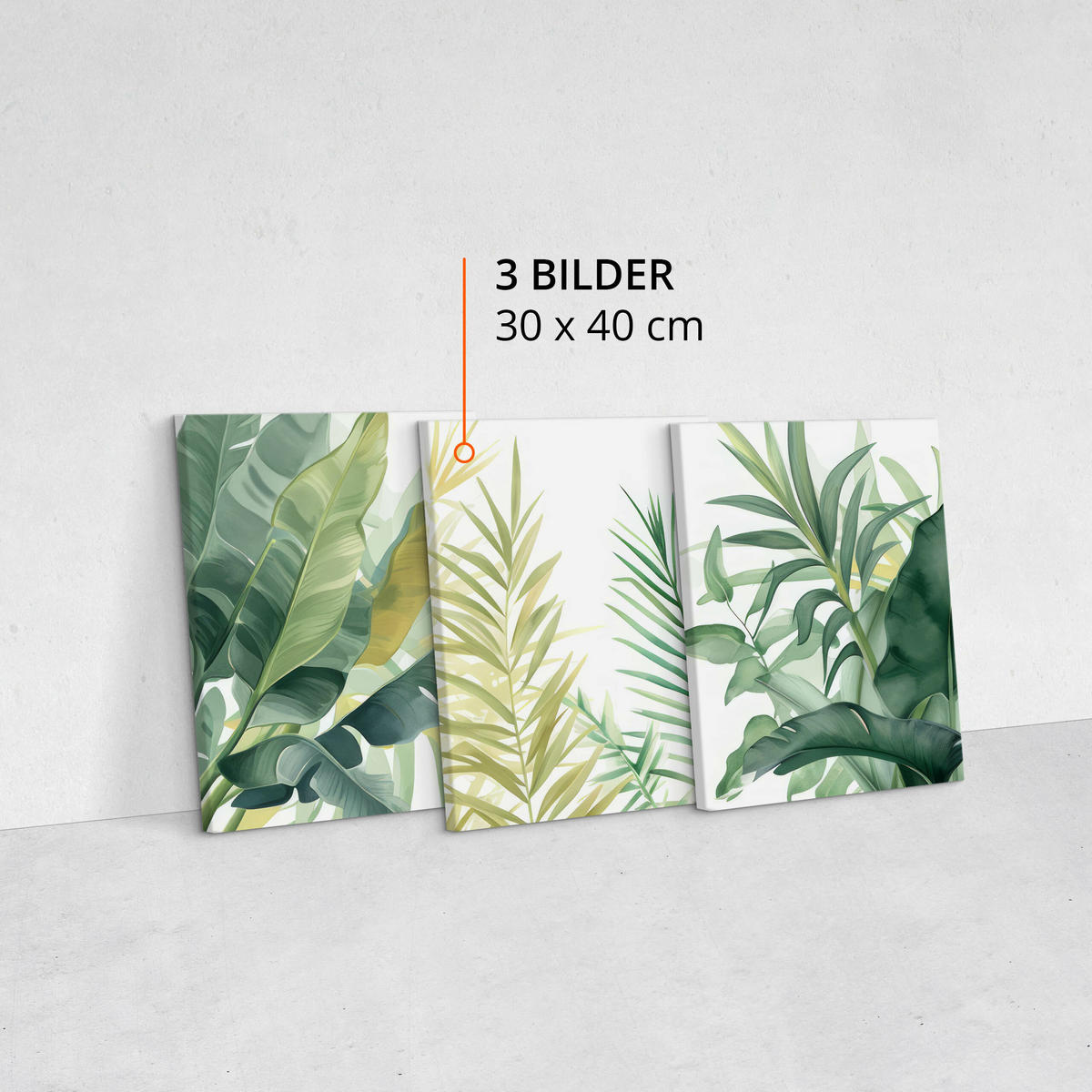 LEINWANDBILDER 3-es Set Tropisch Blätter - Beige/Weiß, Textil (90/40cm) - Muralo