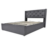 POLSTERBETT 140/200 cm Grau aus Baumwolle mit Bettkasten - Grau, Textil (140/200cm) - OKMYHOME