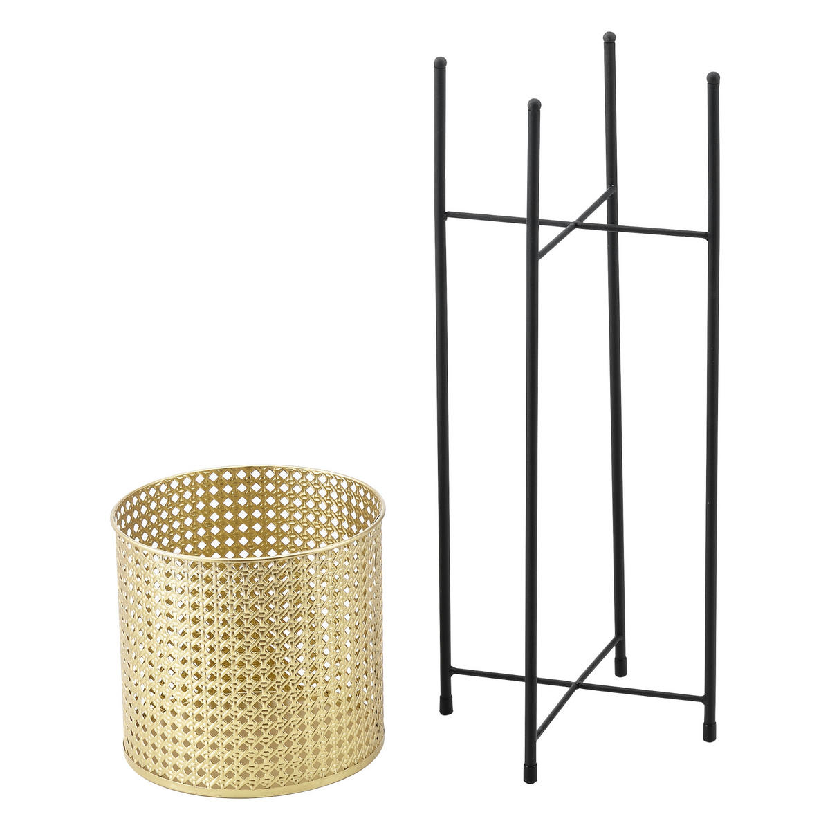 SADA STOJANŮ NA ROSTLINY 2 KS. Mol - černá/zlatá, kov (24/70/24cm) - [en.casa]
