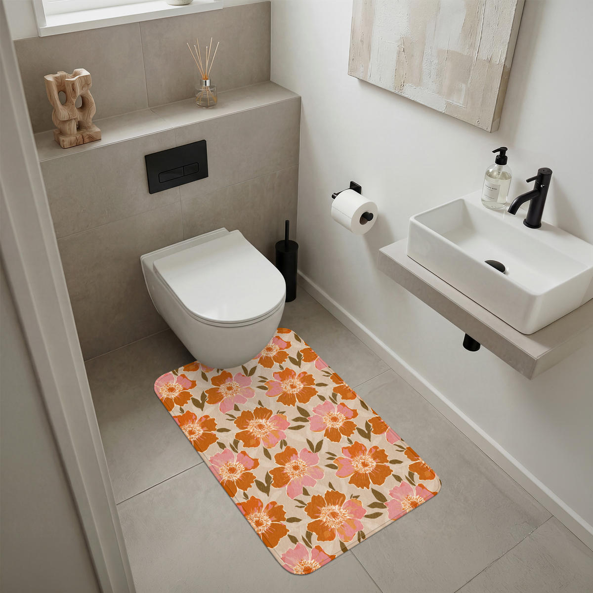 KÚPEĽŇOVÁ PREDLOŽKA Kvety - Motív - Retro 60x90 cm - viacfarebná, textil/plast (60/90cm) - OnlyWow