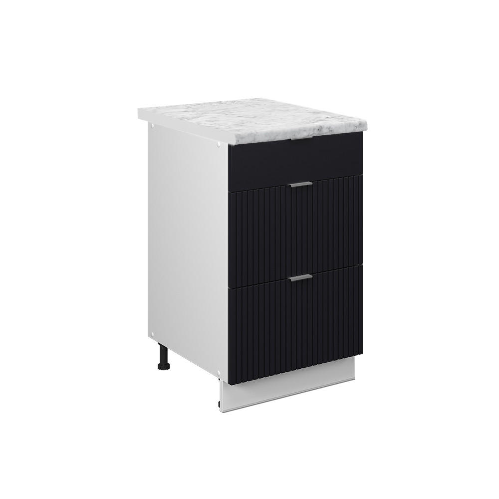 KÖKSUNDERSKÅP Fame-Line Svart randig 50 cm , AP Marble Svart, Vit 82/50/60 cm