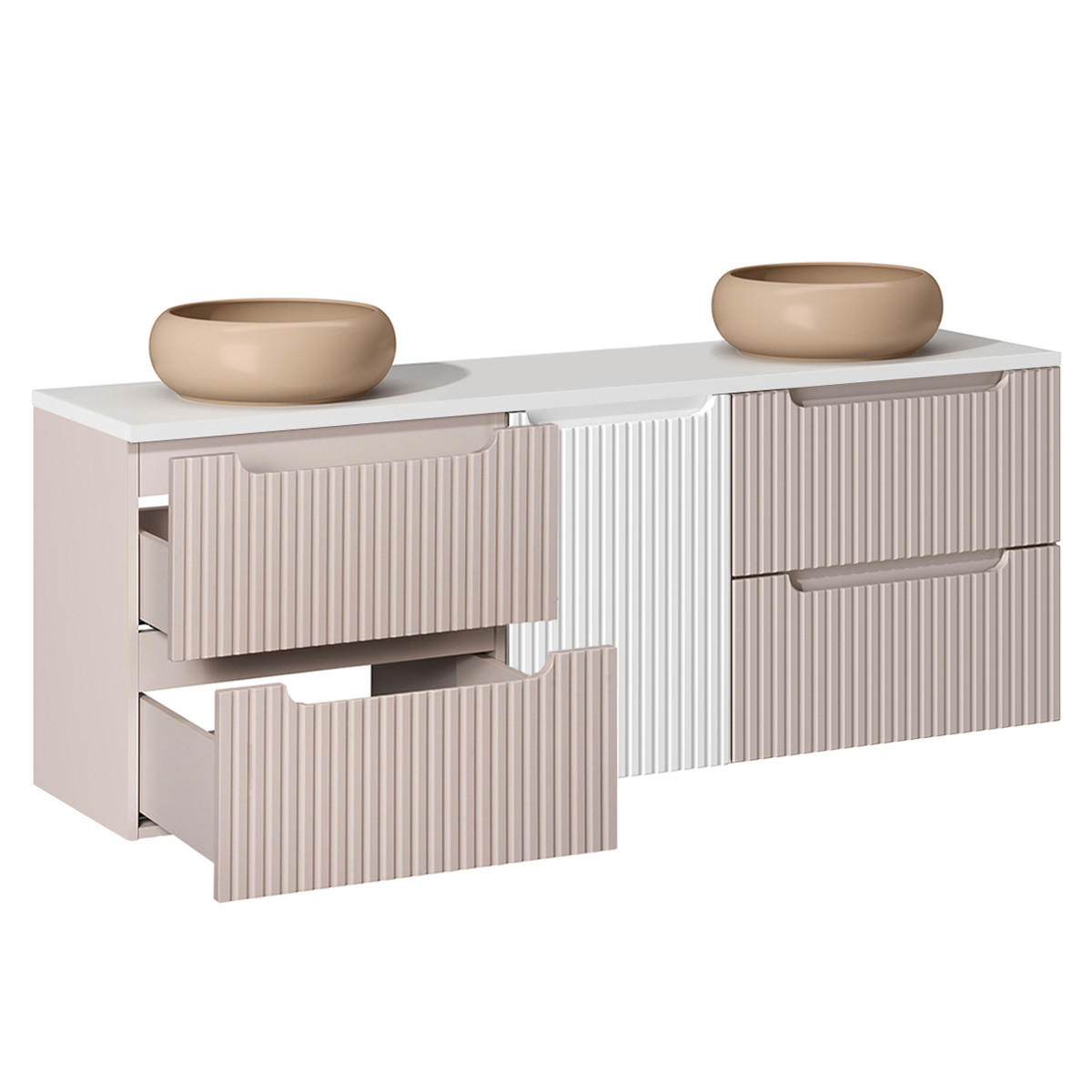 DOPPELWASCHTISCH 160.4cm Riva Kaschmir - Beige, Holzwerkstoff (160.4/59/40cm) - Petits-meubles