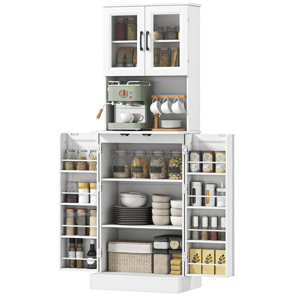 MEHRZWECKSCHRANK DE-08686 mit Acryltüren & verstellbarem Regal Weiß - Weiß, Holzwerkstoff (39.5/180/60cm) - ComfortXL