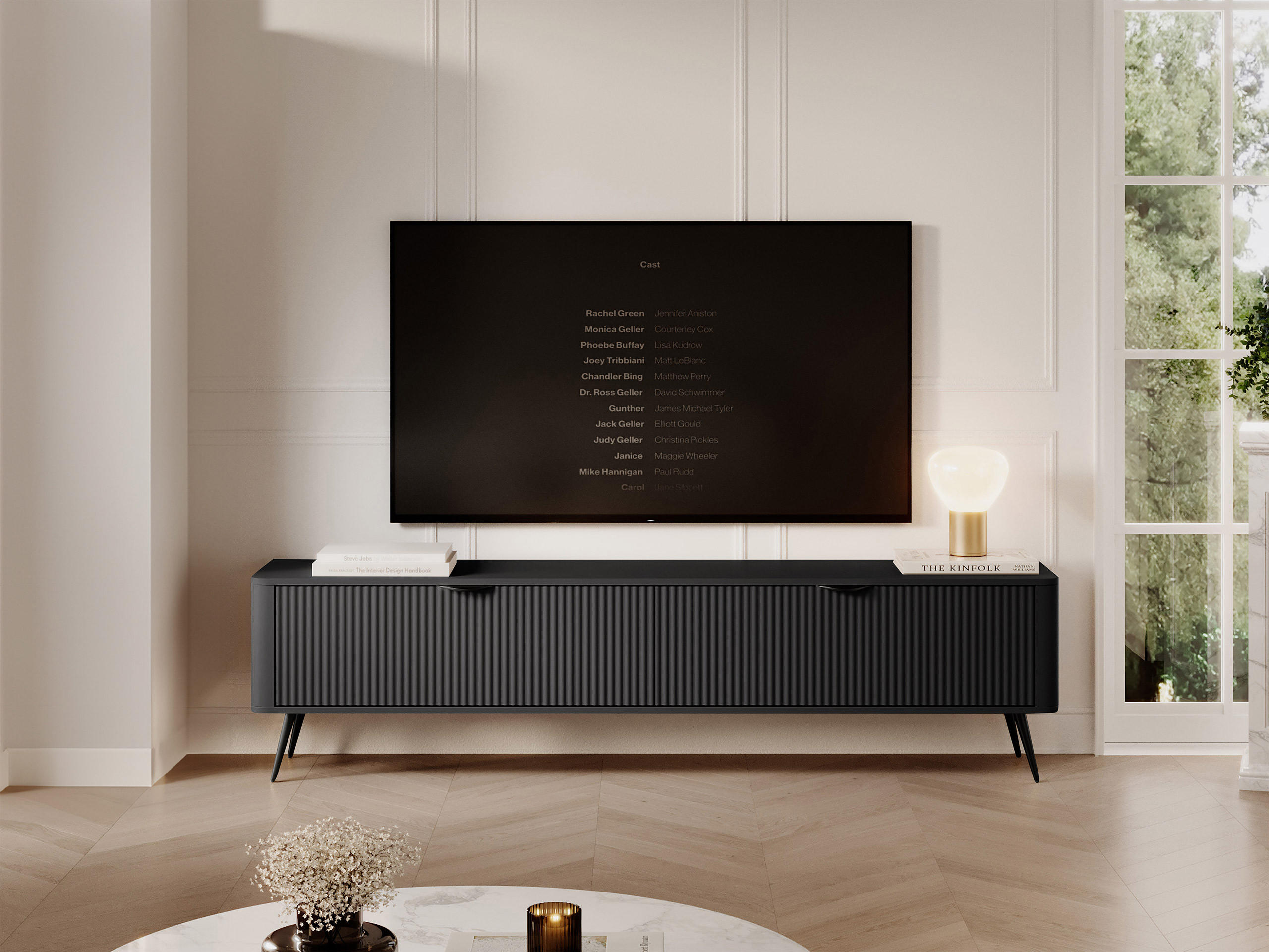 TV-ELEMENT Lante 200 2D - Dunkelgrau/Schwarz, Holzwerkstoff/Metall (200/52/38cm) - MIRJAN24