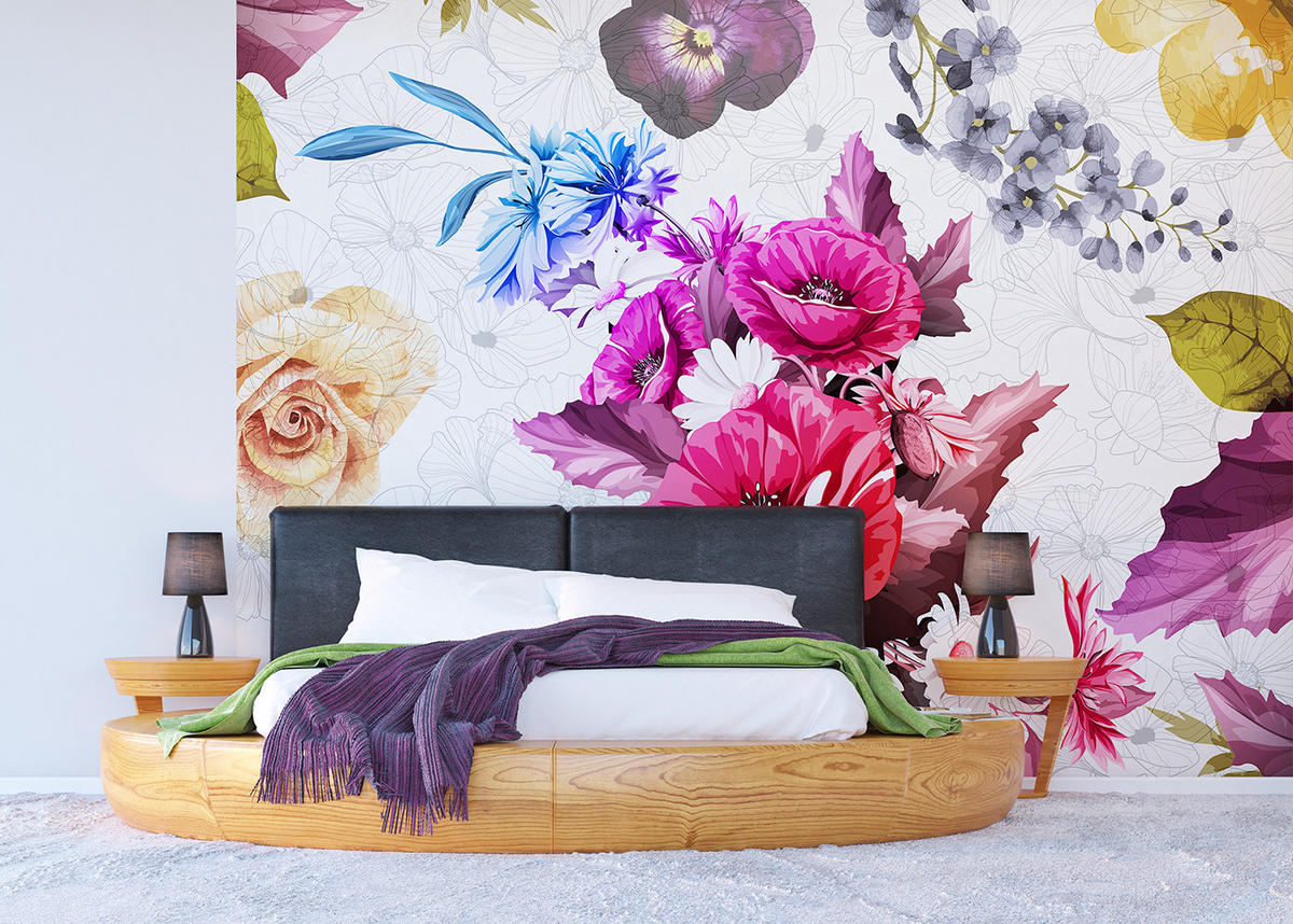 FOTOTAPETE Blumen 375 x 270 cm - Multicolor, Papier (375/270cm) - Sanders & Sanders