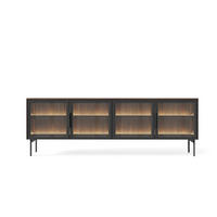 TV-SCHRANK Ilumi Eiche Dunin, Viertürig - Eichefarben/Schwarz, Holzwerkstoff/Metall (181/62/39cm) - Bettso