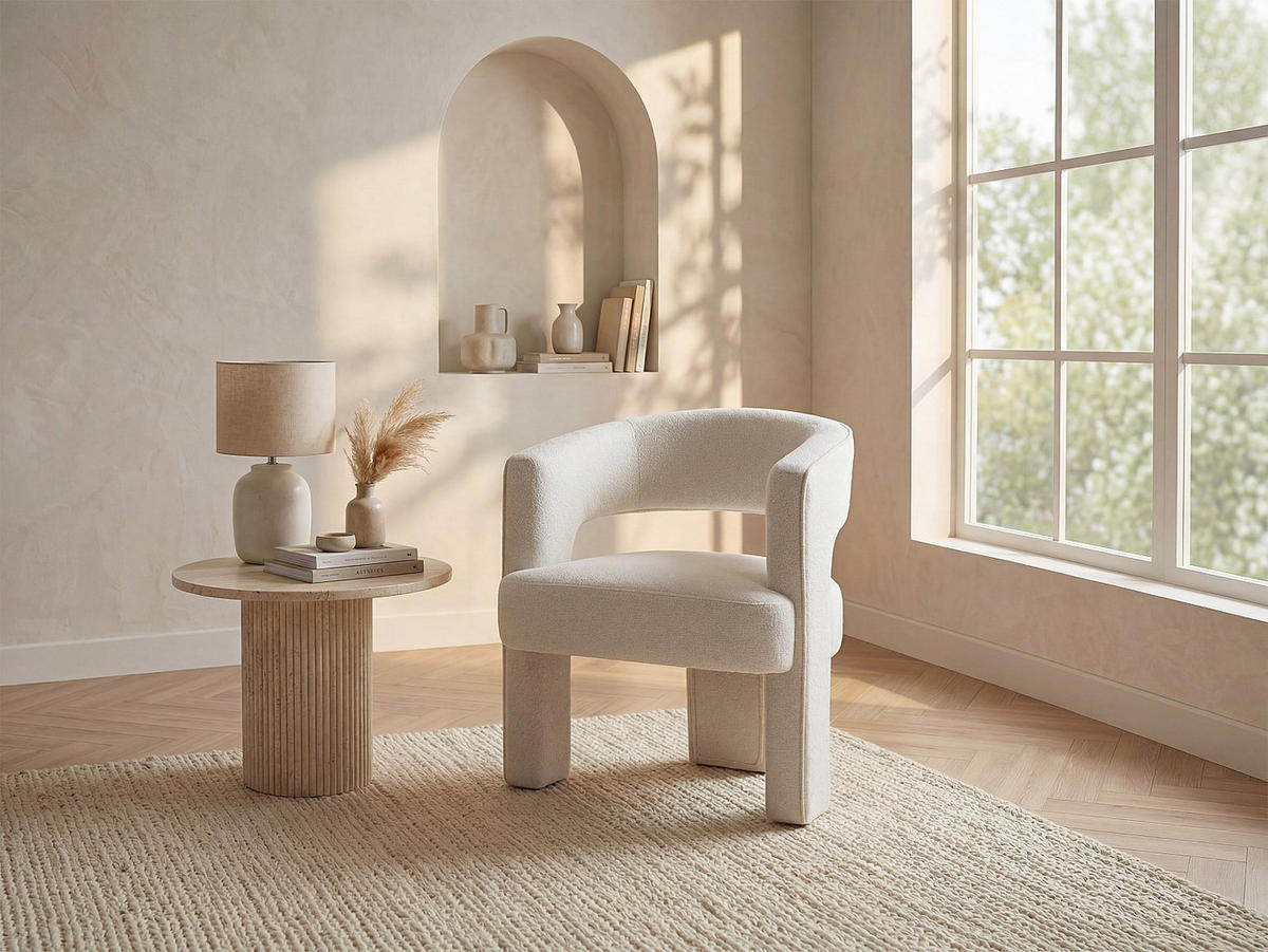 SESSEL mit gerader Rückenlehne - 1 Person - stoff - weiß Fontanova - Weiß, Textil (66/75/63cm) - Vente-Unique