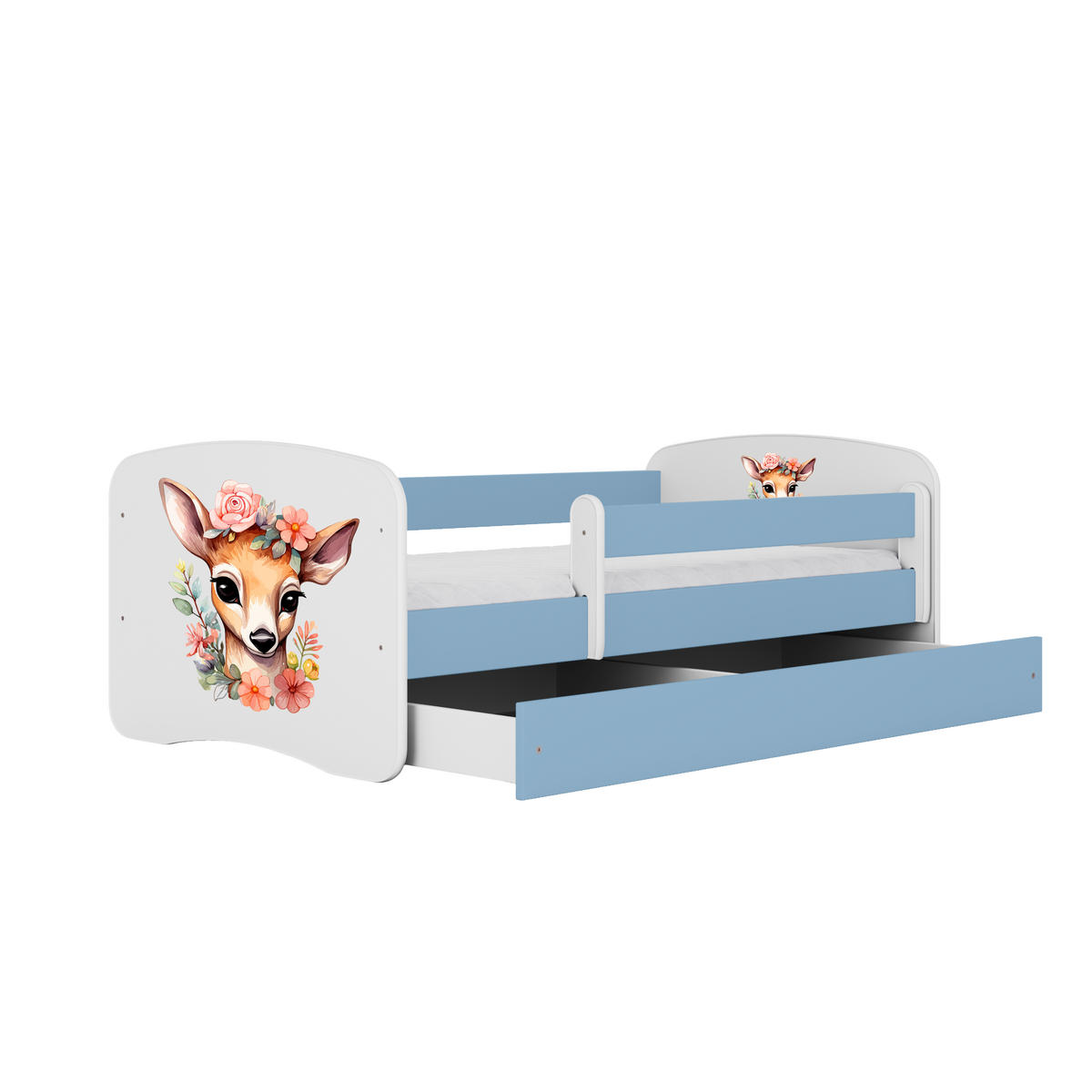 KINDERBETT Bambi mit Schublade und Matratze 180/80 - Blau, Holzwerkstoff (80/180cm) - RAUMHIRSCH FURNITURE