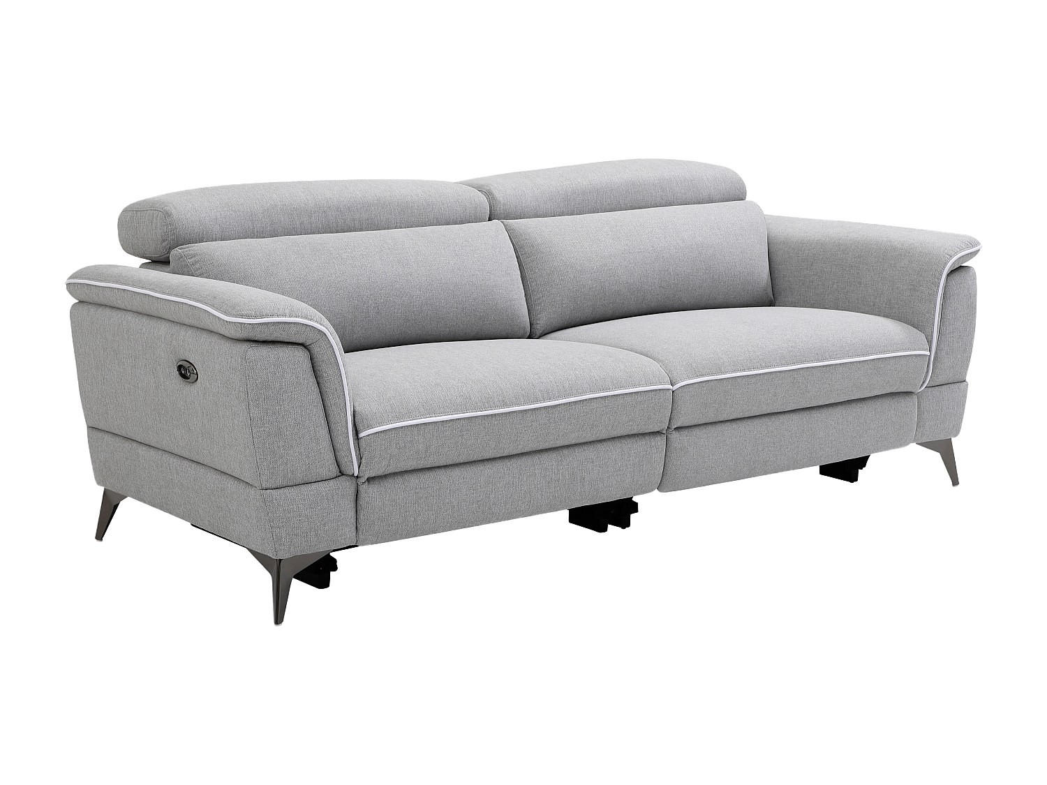 RELAXSOFA elektrisch 3-Sitzer - Stoff - Grau - MACARI - Hellgrau, Textil (216/80/102cm) - Vente-Unique