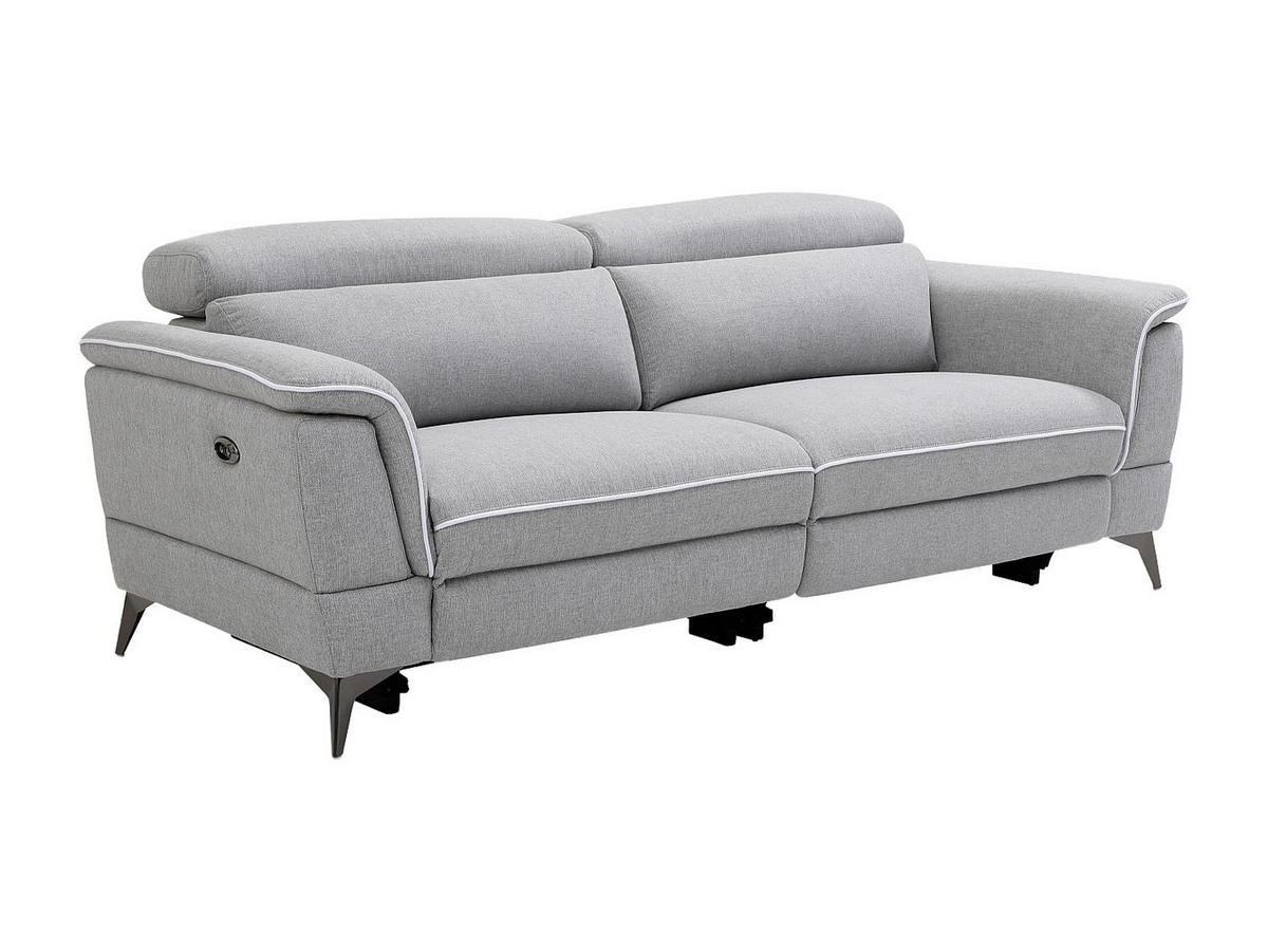 RELAXSOFA elektrisch 3-Sitzer - Stoff - Grau - MACARI - Hellgrau, Textil (216/80/102cm) - Vente-Unique