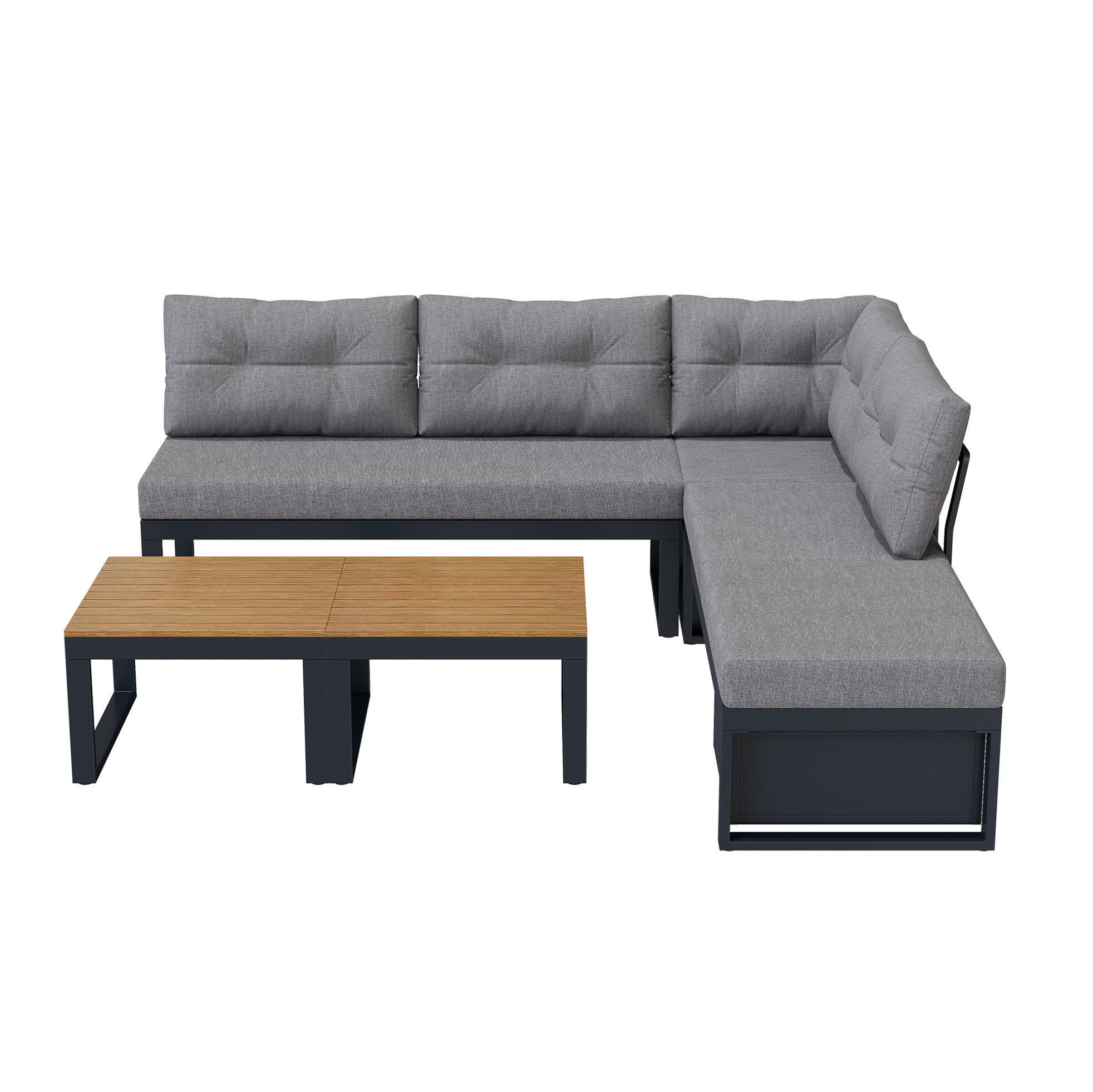 OKWISH ZAHRADNÍ sedací souprava 191,5/191,5/79 cm šedá z polyesteru s úložným prostorem a polohováním
